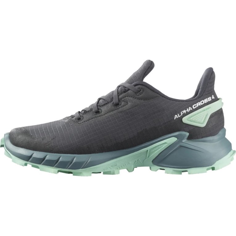 Salomon Alphacross 4 GTX Women's Running Shoes Dark Grey / Mint | CA 67O14